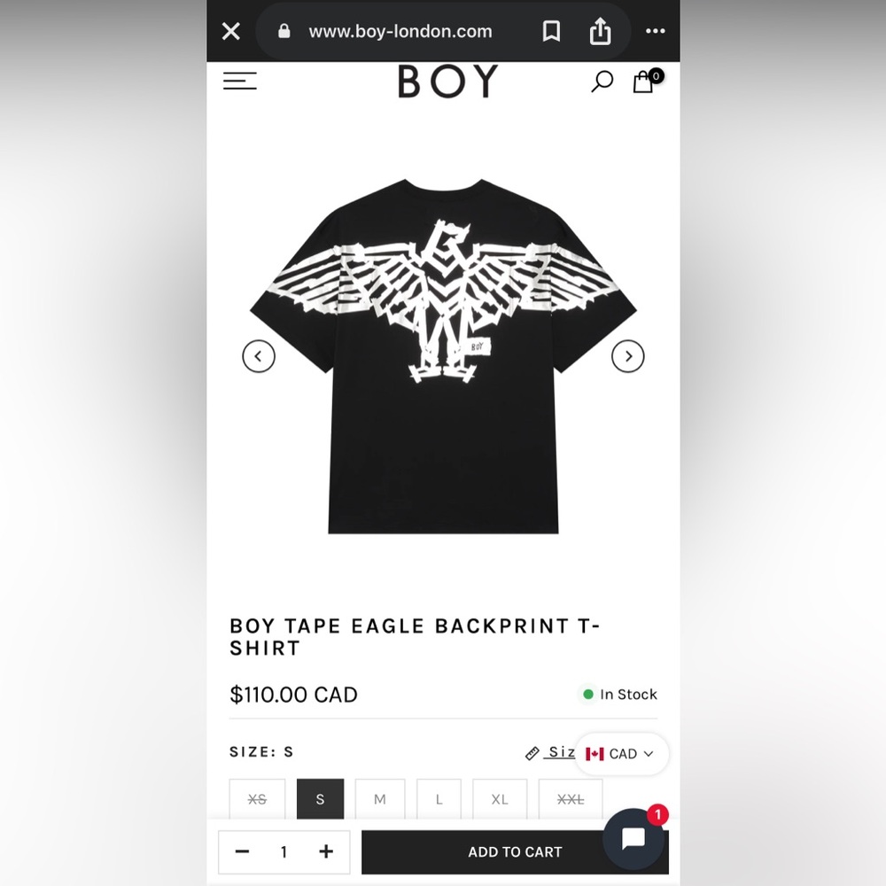 BOY LONDON Tape Eagle Streetwear Graphic Tee Shirt